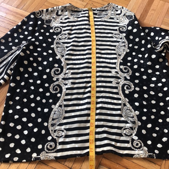 Vintage Carlisle black & cream SILK  blouse (size 12) - Picture 11 of 12